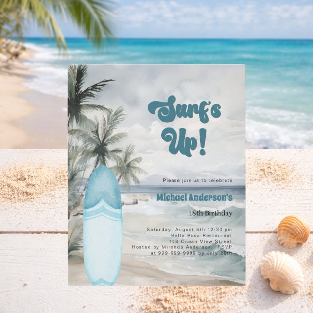 festa de aniversário retrô de prancha de surfe do  (Criador carregado)