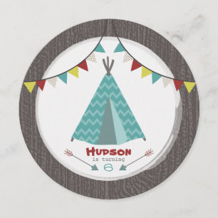 Festa de aniversário Tipi, Turquesa de Convite