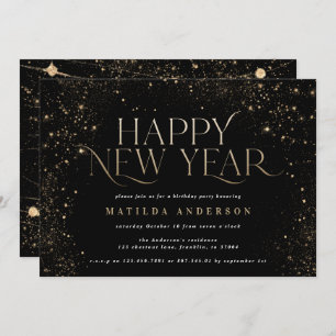 Festa de ano novo com brilho negro Dourado