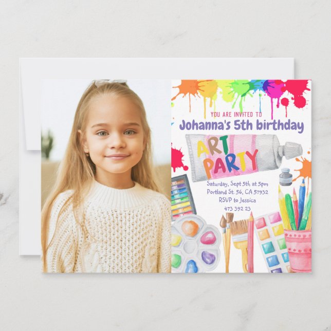 Festa de Arte Convite Aniversário Festa Artística (Frente)