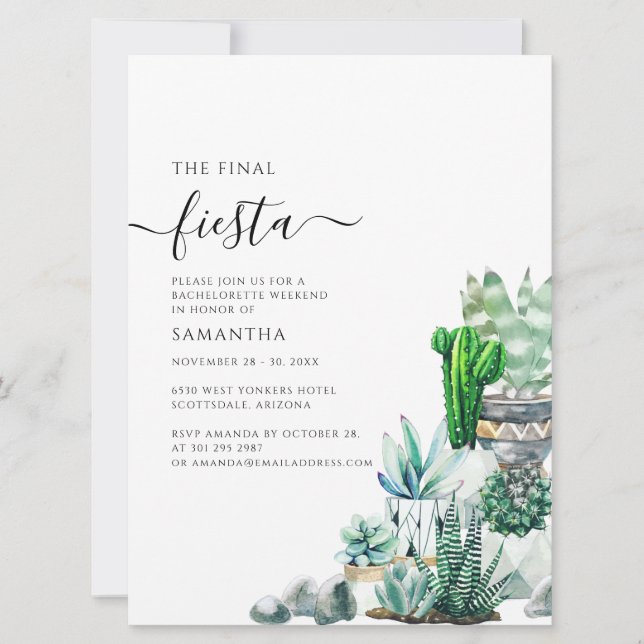 Festa de Bachelorette no Fim de Semana com Cactos  (Frente)