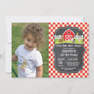 Festa de Barnyard do Convite de Aniversário para F