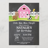Festa de Barnyard do Convite de Aniversário para F