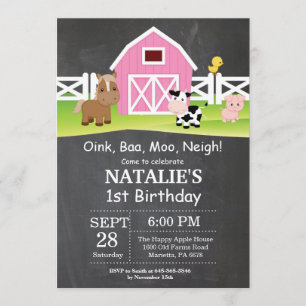 Festa de Barnyard do Convite de Aniversário para F