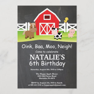 Festa de Barnyard do Convite de Aniversário para F