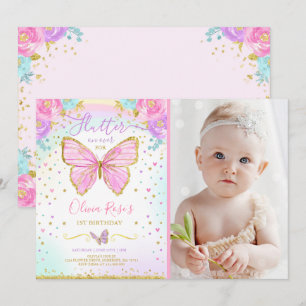 Festa de Borboleta de Aniversário de Convite à Bor