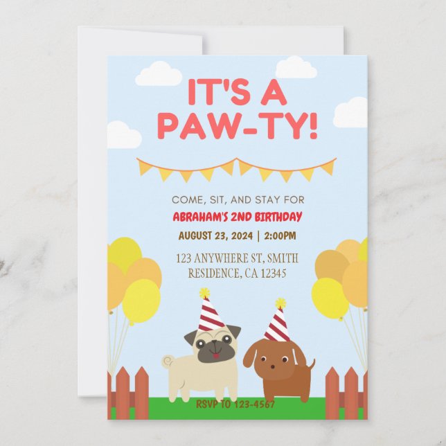 Festa de Cachorrinho no Quintal Convite de Anivers (Frente)