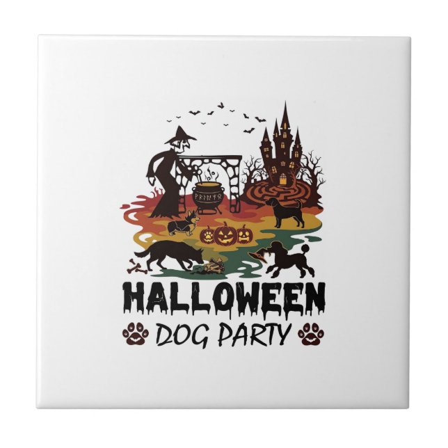 Festa de Cães de Halloween Bruxas Cães Abóboras Ca (Frente)