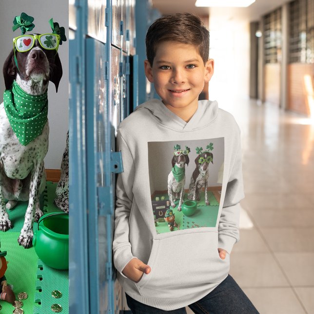 Festa de cães Dias de São Patrícios Crianças Hoodi (St Patrick's Day Dogs Party Kids Hoodie)