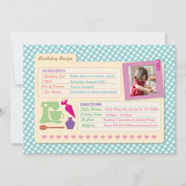 Festa de Cartão de Receita de Foto de Aniversário  (Frente)
