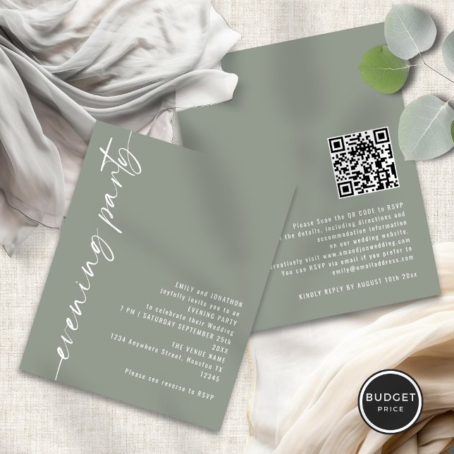 Festa de Casamento de Sage QR Sage da Caligrafia d (Front and back view)