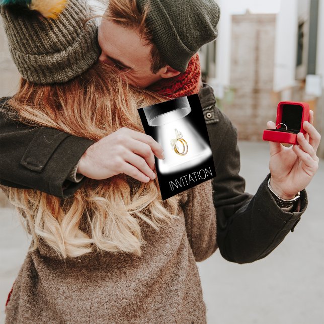 Festa de casamento Ouro Anéis Vip Moderno Convite (Wedding Party Golden Rings Modern Vip Invitation)