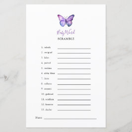 Festa de Chá de fraldas de Borboleta do Word Scram