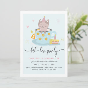 Festa de Chá de Gato   Convite para Kit-Tea Party
