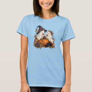 Festa de Chá dos Fantasmas Fofos Camiseta Azul Fem