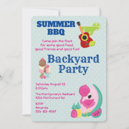 Festa de CHURRASCO Flamingo rosa, Convite