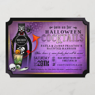 Festa de Cocktail de Halloween Bebe Convite Roxo