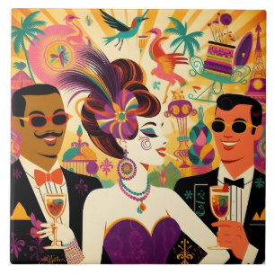 Festa de Cocktail Mardi Gras Retro Meados do Sécul