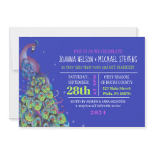 Festa de Convite para Casamento de Tema de Peacock