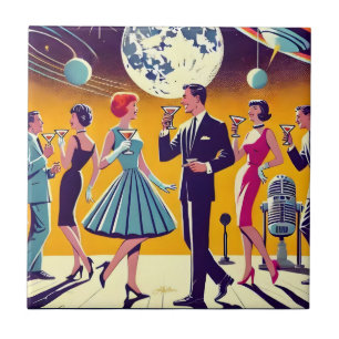 Festa de Coquetel da Era Espacial dos Anos 60 do S