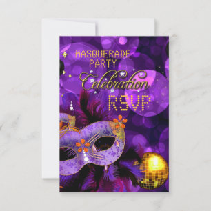 Festa de Dança Máscara RSVP Roxo Dourado