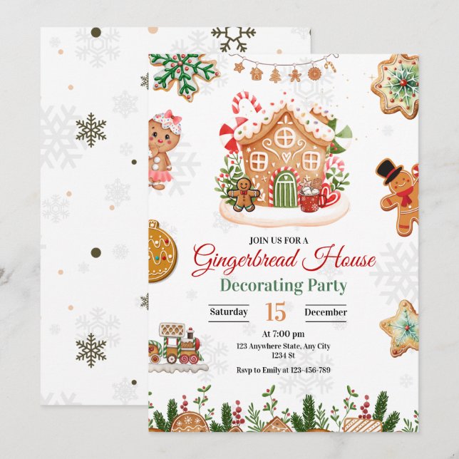 Festa de decoração da Casa de Pão-Gingerido Natal (Frente/Verso)