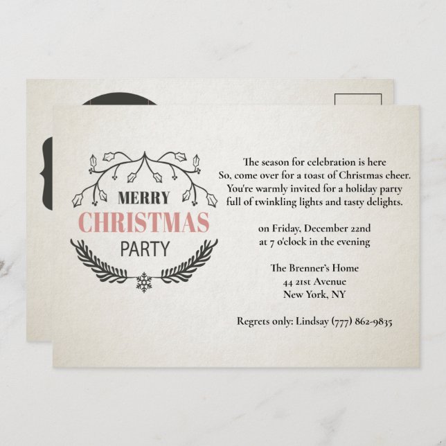 Festa de Design de Cartão de Natal em Estilo Vinta (Frente/Verso)