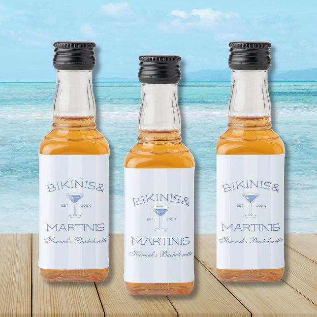 Festa de Despedida de Solteira na Praia com Bikini (Bikinis And Martinis Beach Bachelorette Party Liquor Bottle Label)