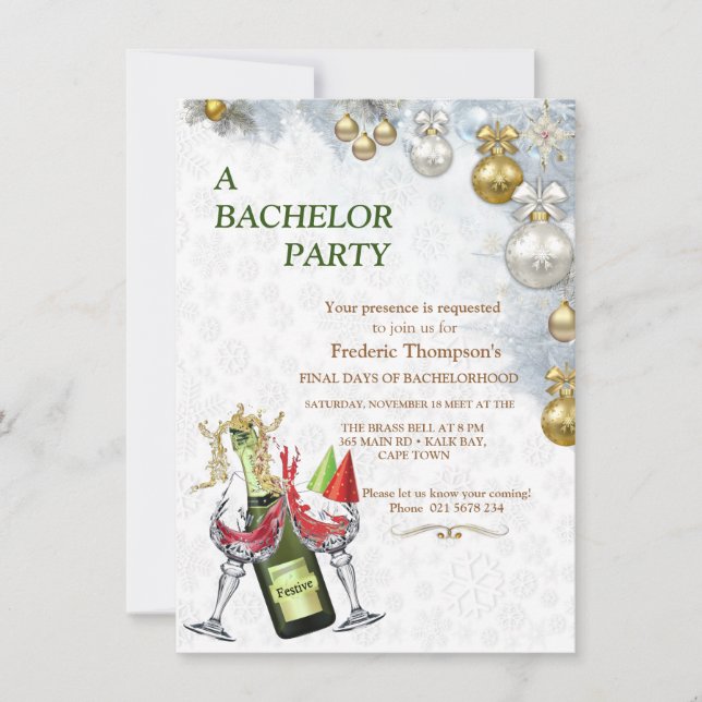 Festa de Despedida de Solteiro no Natal Branco (Frente)