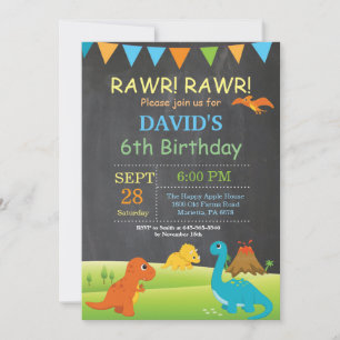 Festa de Dino de Convite de Aniversário para Dinos