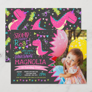 Festa de Dinossauro de Convite de Aniversário par