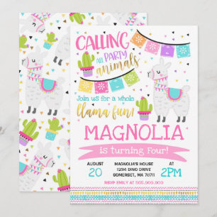 Festa de Diversão do Llama Birthday com Convite 