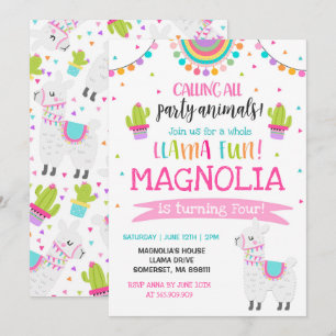 Festa de Diversão do Llama Birthday com Convite 