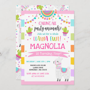 Festa de Diversão do Llama Birthday com Convite à