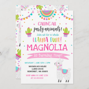 Festa de Diversão do Llama Birthday com Convite à