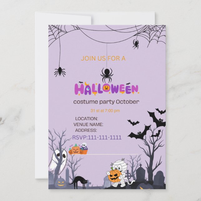 Festa de fantasia de Halloween de convite para cri (Frente)