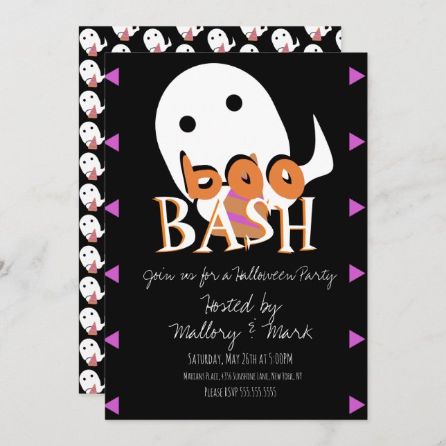 Festa de Fantasia do Halloween Boo Bash Convite (Frente/Verso)
