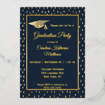 Festa de formatura Azul de Marinho de Gotas Dourad