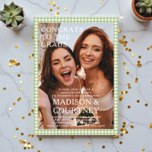 Festa de formatura de Fotografias de Gingham Verde