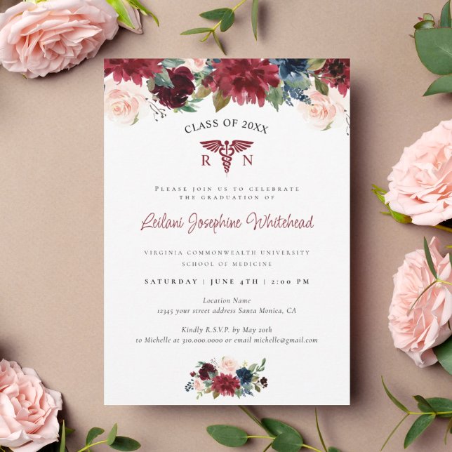 Festa de formatura Floral Vermelha da Borgonha Méd (Criador carregado)