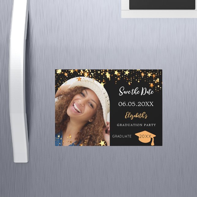 Festa de formatura foto preta Salvar o cartão Data (Criador carregado)