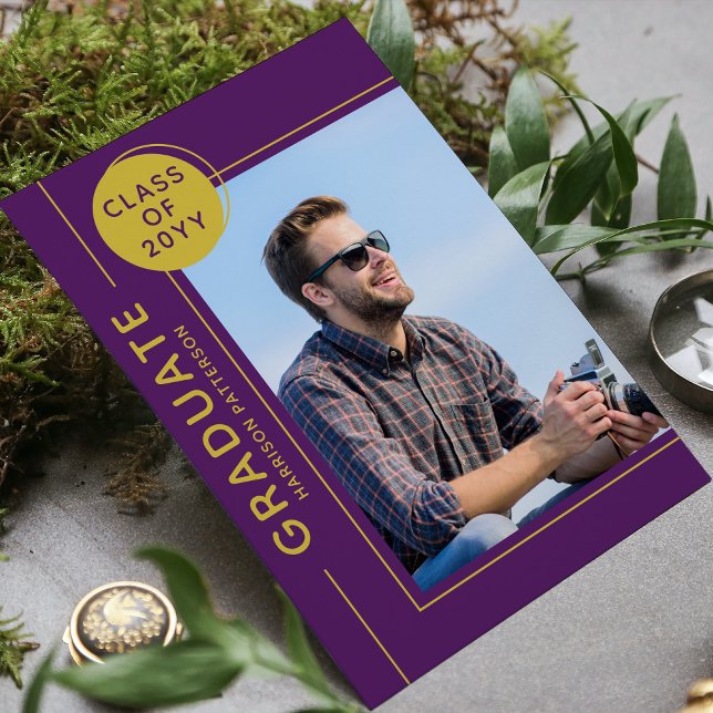 Festa de formatura Fotográfica Moderno Script Purp (Criador carregado)