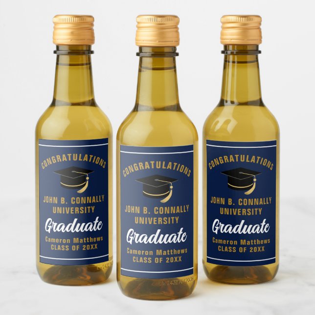 Festa de Formatura Mini Azul Marinho Dourado Perso (Garrafas)