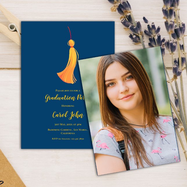 Festa de formatura Mini Convite Da Foto Tassel 202 (Tassel Photo 2025 Graduation Party Mini Invitation)
