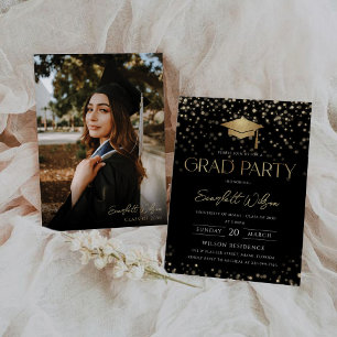 Festa de formatura mínima com convite fotográfico