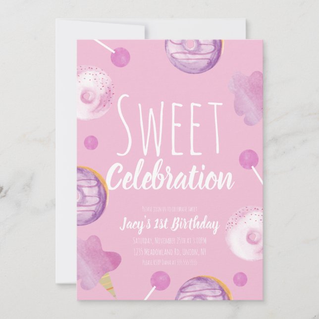 Festa de Garotas Rosa Rosa, Rosquinha de Aniversár (Frente)