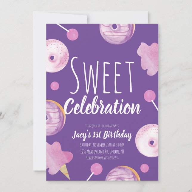 Festa de Garotas Rosa Rosa, Rosquinha de Aniversár (Frente)