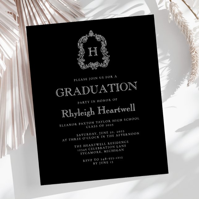 Festa de Graduação com Monograma Preto Orçamento (Criador carregado)