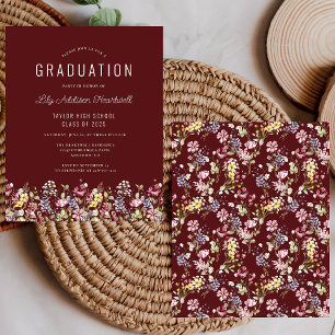 Festa de Graduação em Padrão de Flor Silvestre Bur