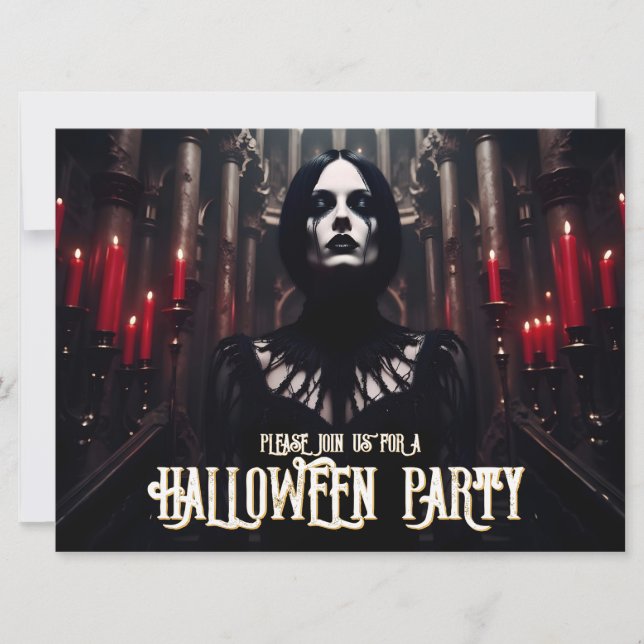 Festa de Halloween - Convite Gótico Escuro (Frente)